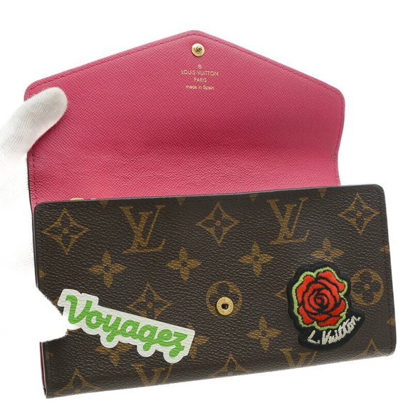 LOUIS VUITTON Monogram Patches Sticker Portefeuille Sara Long Wallet M63318 - Picture 4 of 9